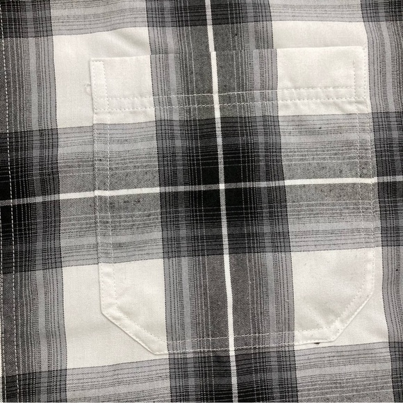 Yago Black & White Plaid Short Sleeve Button Down Shirt with Pocket Big Size 4XL - Picture 4 of 9
